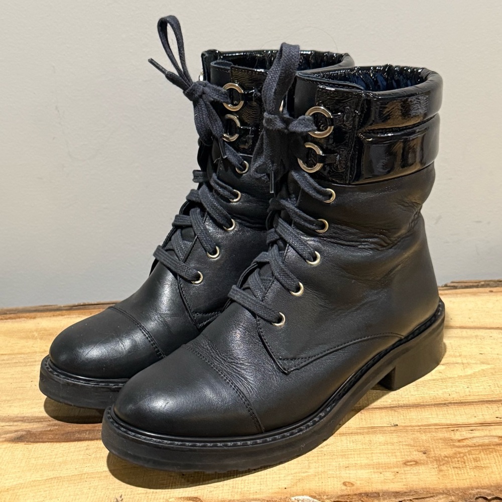 Fabianelli Black Leather Combat‎ Moto Boots Size 36/US5.5-6 A52